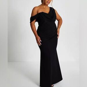 🔥Quiz Chic Black One-Shoulder Evening Dress Sz 22 NWT